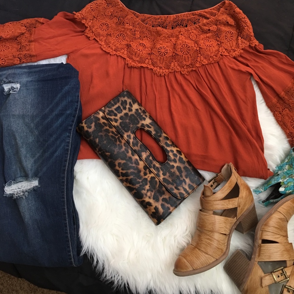 Rust color boho top
